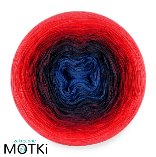 (6) Włóczka Ombre bawełna/akryl B572a: ciemny niebieski/ granat/ wino/ burgund/ intensywna czerwień/ koral