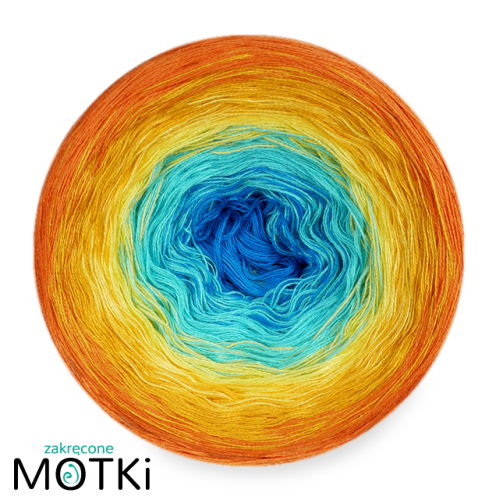 (5) Włóczka Ombre bawełna/akryl B570a: lazur/ turkus/ intensywny żółty/ kurkuma/ koniak
