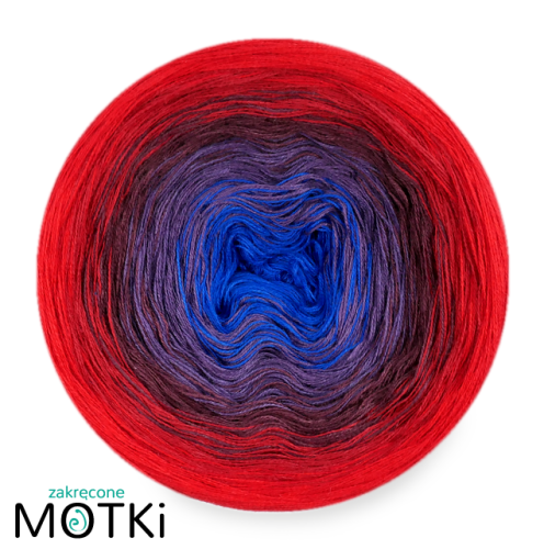 (5) Włóczka Ombre bawełna/akryl B568a: szafir/ fiolet/ wino/ burgund/ czerwień