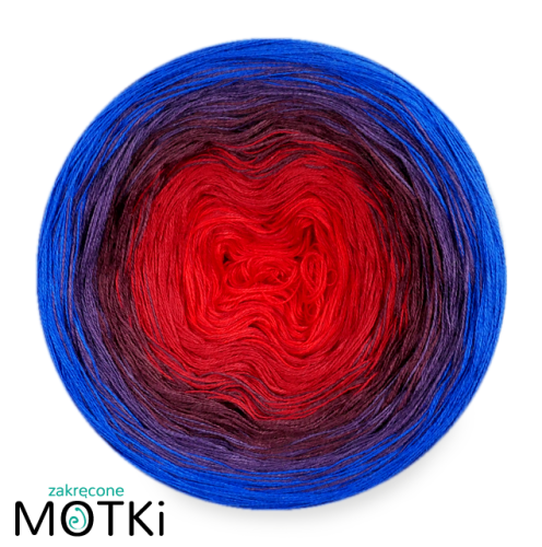 (5) Włóczka Ombre bawełna/akryl B568: czerwień/ burgund/ wino/ fiolet/ szafir