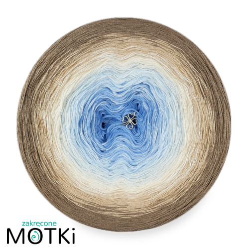 (6) Włóczka Ombre bawełna/akryl B573: błękit/ jasny niebieski/ krem/ ciepły beż/ ciemny beż/ beżowo-szary