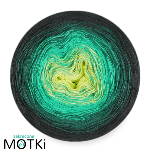 (4) Włóczka Ombre bawełna/akryl B577: kiwi/ absynt/ butelkowa zieleń/ czarny