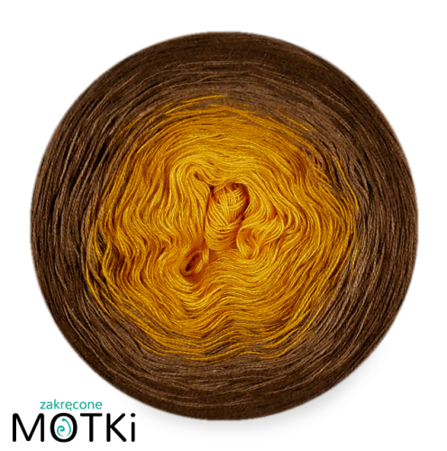 (4) Włóczka Ombre bawełna/akryl B103: kurkuma/ curry/ orzech/ brąz