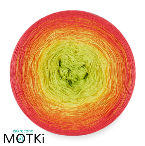(4) Włóczka Ombre bawełna/akryl B580a: kiwi/ słoneczny żółty/ mango/ koral