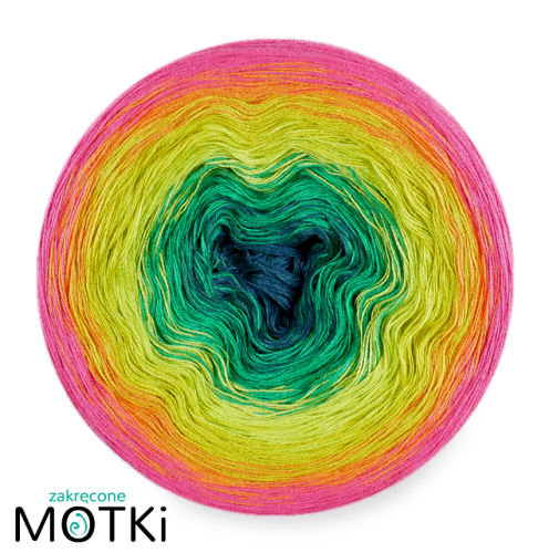 (6) Włóczka Ombre bawełna/akryl B584a: petrol/ absynt/ kiwi/ limetka/ mango/ jasna fuksja