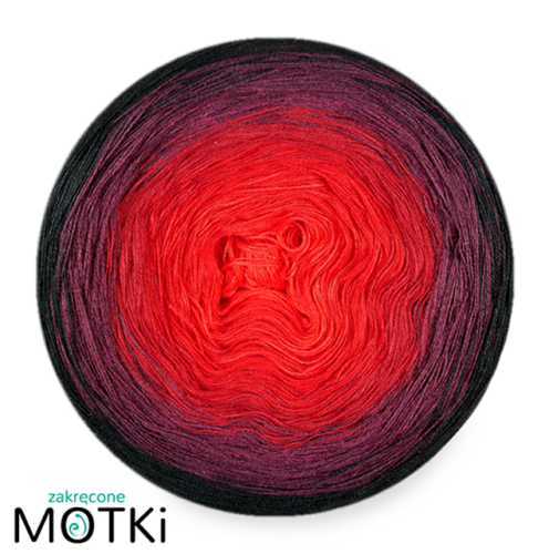 (6) Włóczka Ombre bawełna/akryl B593: intensywna czerwień/ czerwień/ burgund/ bordo melanż/ wino/ czarny