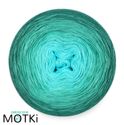 (4) Włóczka Ombre bawełna/akryl B178: turkus/ opal/ morski/ ciemny szmaragd