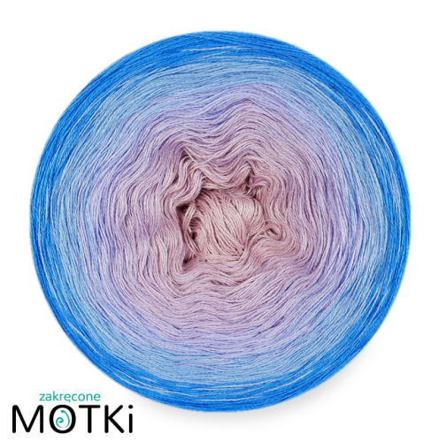 (5) Włóczka Ombre bawełna/akryl B504a: lila/ jasny fiolet/ krokus/ błękit/ lapis