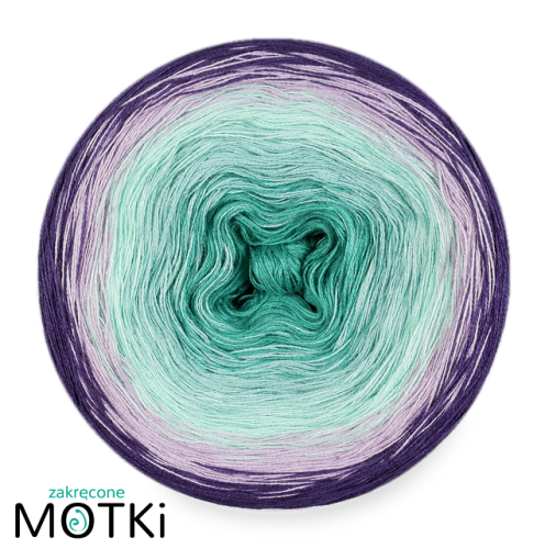 (5) Włóczka Ombre bawełna/akryl B271: morski/ patyna/ pistacja/ jasny fiolet/ fiolet