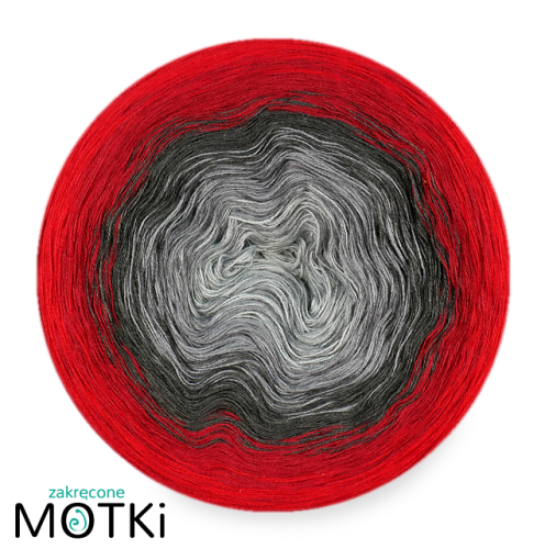 (5)  Włóczka Ombre bawełna/akryl K2a: jasny szary/ szary/ ciemny szary/ burgund/ czerwień