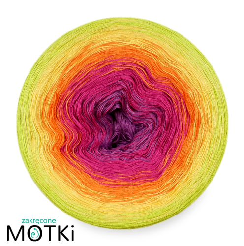 (5)  Włóczka Ombre bawełna/akryl K3a: oleander/ fuksja/ mango/ intensywny żółty/ kiwi