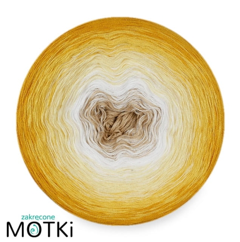 (5)  Włóczka Ombre bawełna/akryl K13: ciepły beż/ biały/ jasny żółty/ intensywny żółty/ kurkuma