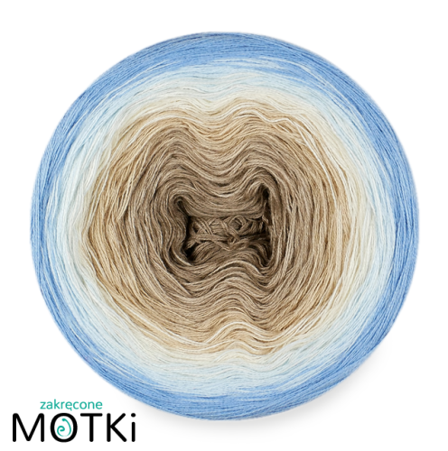 (6)  Włóczka Ombre bawełna/akryl B573a: beżowo-szary/ ciemny beż/ ciepły beż/ krem/ jasny niebieski/ błękit