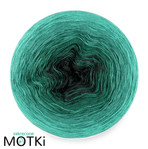 (4)  Włóczka Ombre bawełna/akryl B207a : czarny/ butelkowa zieleń/ ciemny szmaragd/ morski