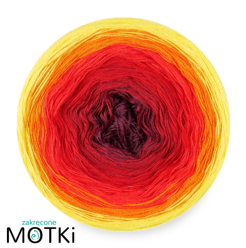 (6)  Włóczka Ombre bawełna/akryl B287a: bordo melanż/ burgund/ czerwień/ intensywna czerwień/ pomarańcz/ słoneczny żółty