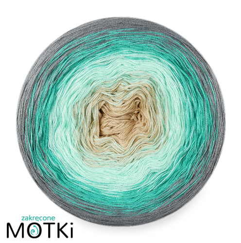 (4) Włóczka Ombre bawełna/akryl B132: ciepły beż/ pistacja/ opal/ szary