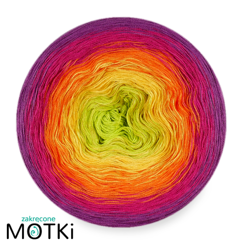 (5)  Włóczka Ombre bawełna/akryl K3: kiwi/ intensywny żółty/ mango/ fuksja/ oleander