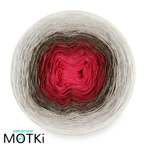 (6)  Włóczka Ombre bawełna/akryl B615a: piwonia/ malaga/ zimny brąz melanż/ zimny beż/ chłodny beż/ pudrowy beż