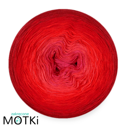 (5)  Włóczka Ombre bawełna/akryl B618a: piwonia/ koral/ intensywna czerwień/ czerwień/ burgund