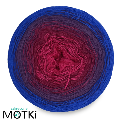 (4) Włóczka Ombre bawełna/akryl B309: fuksja/ jeżyna/ fiolet/ szafir