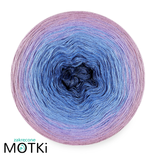 (5)  Włóczka Ombre bawełna/akryl B627: indygo/ jeans/ błękit/ krokus/ jasny fiolet