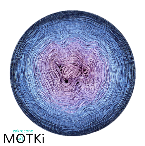(5)  Włóczka Ombre bawełna/akryl B627a: jasny fiolet/ krokus/ błękit/ jeans/ indygo