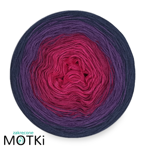 (4) Włóczka Ombre bawełna/akryl B307: fuksja/ jeżyna/ fiolet/ granat