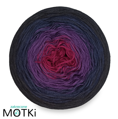 (4) Włóczka Ombre bawełna/akryl B308: jeżyna/ fiolet/ granat/ czarny