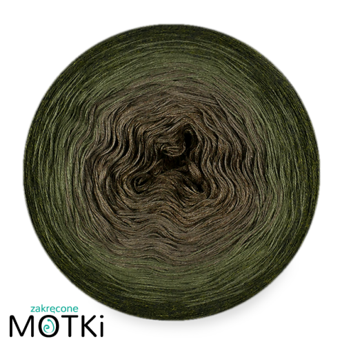 (4)  Włóczka Ombre bawełna/akryl B628: zimny brąz melanż/ szaro-brązowy/ khaki/ wojskowa zieleń