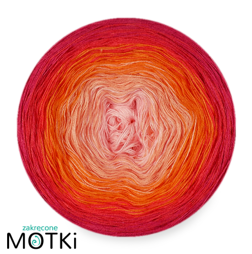 (5)  Włóczka Ombre bawełna/akryl B637: jasny róż/ łososiowy róż/ mango/ koral/ piwonia