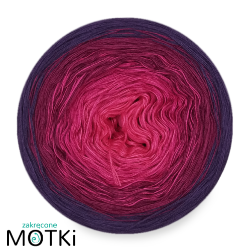 (4) Włóczka Ombre bawełna/akryl B306: jasna fuksja/ fuksja/ jeżyna/ fiolet