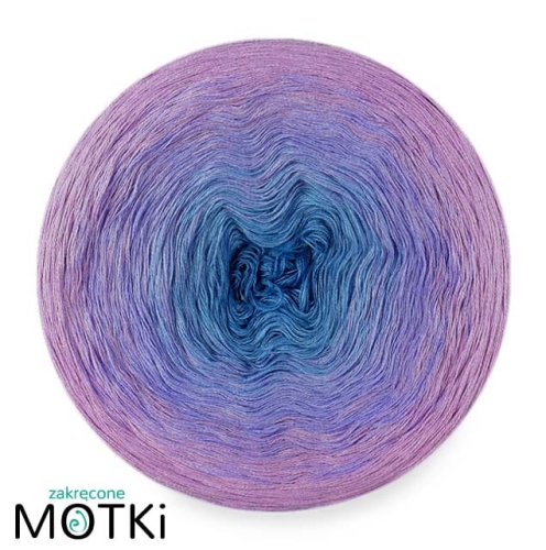 (4)  Włóczka Ombre bawełna/akryl B644a: jeans/ błękit/ krokus/ jasny fiolet