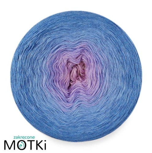 (4)  Włóczka Ombre bawełna/akryl B644: jasny fiolet/ krokus/ błękit/ jeans