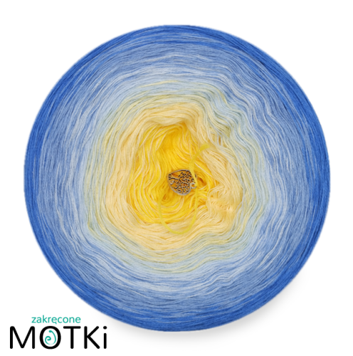 (5) Włóczka Ombre bawełna/akryl B295: słoneczny żółty/ jasny żółty/ jasny niebieski/ błękit/ atrament