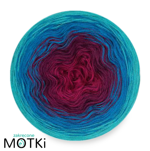 (4)  Włóczka Ombre Bawełna Zero Waste - Z34: fuksja/ jeżyna/ morski/ opal