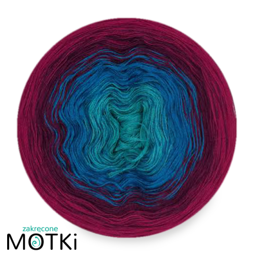 (4)  Włóczka Ombre Bawełna Zero Waste - Z34a: opal/ morski/ jeżyna/ fuksja