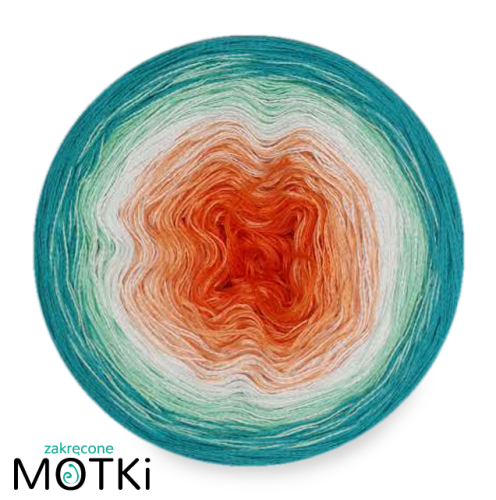 (5)  Włóczka Ombre Bawełna Zero Waste - Z37: pomarańcz/ łososiowy róż/ jasna pistacja/ pistacja/ opal