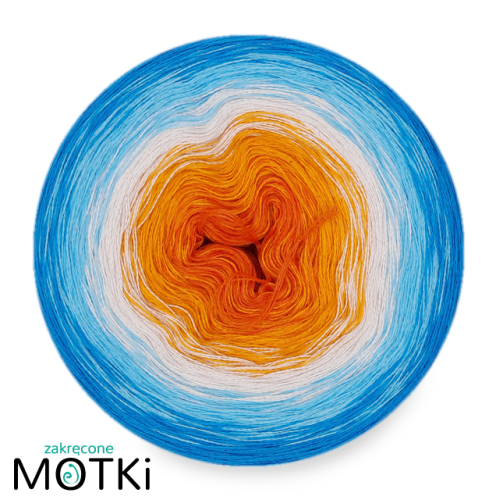 (5)  Włóczka Ombre Bawełna Zero Waste - Z13: pomarańcz/ żółty/ krem/ błękit/ turkus