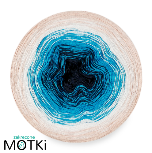 (4)  Włóczka Ombre Bawełna Zero Waste - Z15: granat/ lazur/ krem/ brzoskwinia