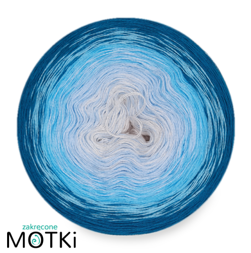 (4)  Włóczka Ombre Bawełna Zero Waste - Z17: krem/ jasny niebieski/ błękit/ morski