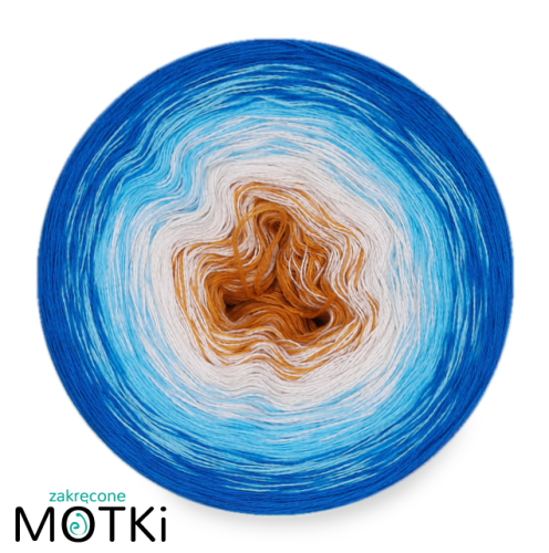 (4)  Włóczka Ombre Bawełna Zero Waste - Z18: musztarda/ krem/ błękit/ lazur