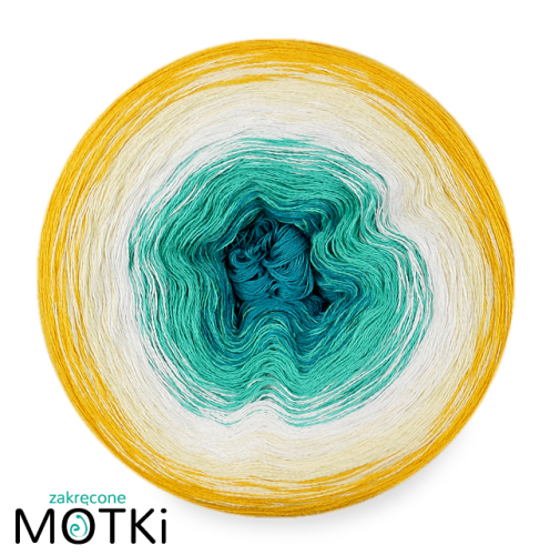 (5)  Włóczka Ombre Bawełna Zero Waste - Z21: morski/ opal/ krem/ jasny żółty/ żółty