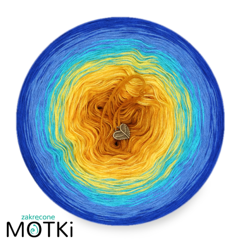 (6) Włóczka Ombre bawełna/akryl B291: curry/ kurkuma/ słoneczny żółty/ turkus/ atrament/ szafir