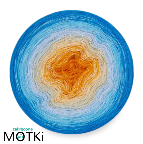 (5)  Włóczka Ombre Bawełna Zero Waste - Z22: żółty/ jasny żółty/ jasny niebieski/ błękit/ turkus