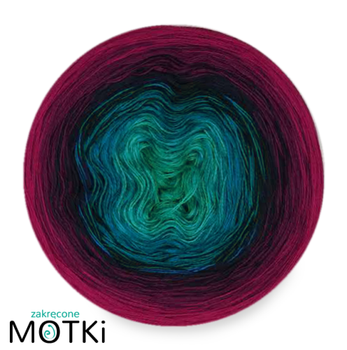 (5)  Włóczka Ombre Bawełna Zero Waste - Z24: opal/ morski/ granat/ jeżyna/ fuksja