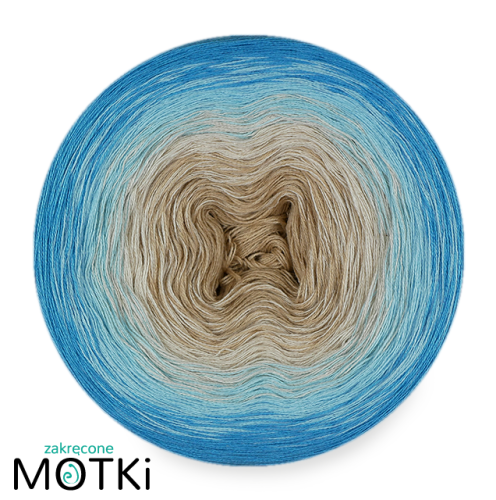 (4)  Włóczka Ombre bawełna/akryl B646a: ciepły beż/ pudrowy beż/ jasny błękit/ cyjan