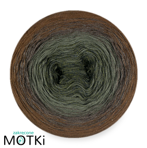 (4)  Włóczka Ombre bawełna/akryl B647a: wojskowa zieleń/ khaki/ zimny brąz melanż/ orzech