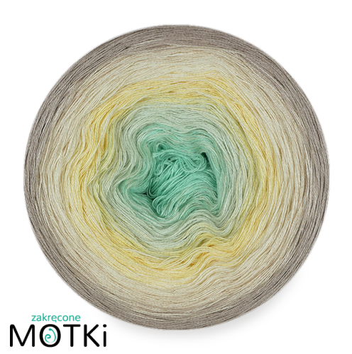 (6)  Włóczka Ombre bawełna/akryl B654: pistacja/ jasna pistacja/ jasny żółty/ krem/ pudrowy beż/ chłodny beż