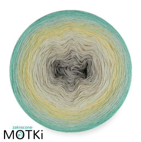 (6)  Włóczka Ombre bawełna/akryl B654a: chłodny beż/ pudrowy beż/ krem/ jasny żółty/ jasna pistacja/ pistacja
