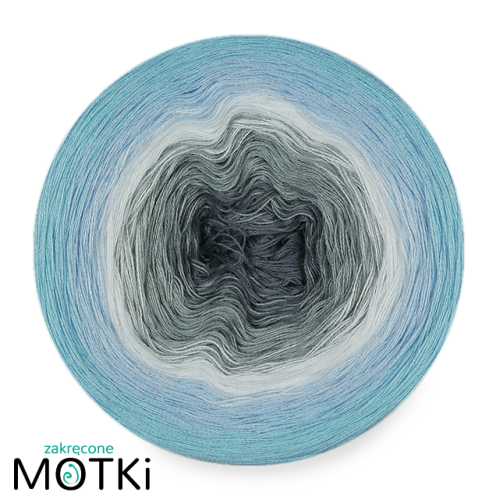 (5)  Włóczka Ombre bawełna/akryl B655: szary/ jasny szary/ biały/ jasny niebieski/ jasny błękit